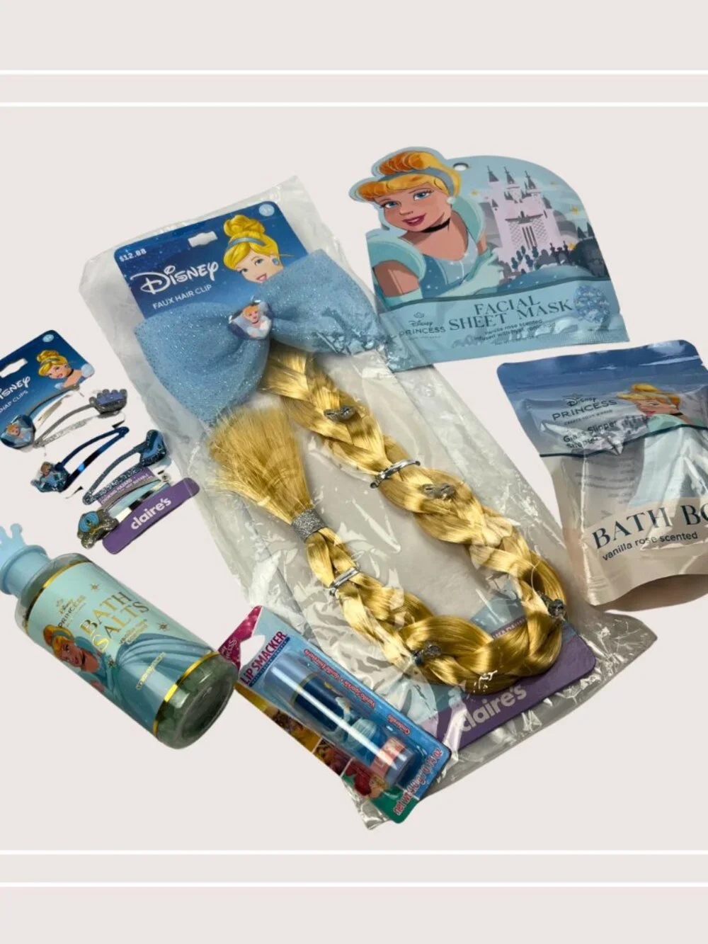 Disney Princess Gift Bundle Cinderella Bath Spa Set UNO Hair Accessories